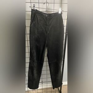 Alfani straight leg black suede leather pants EUC
